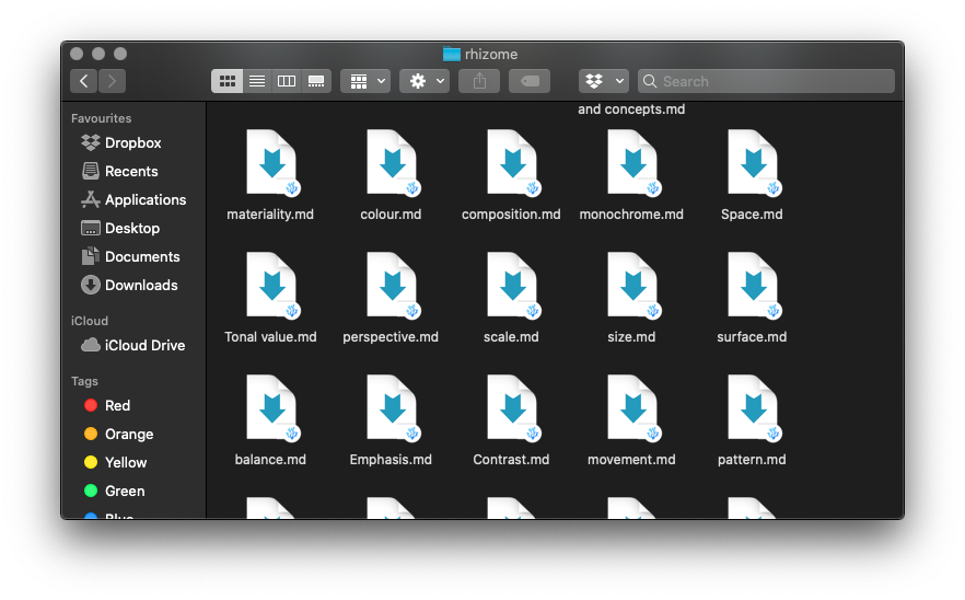 Obsidian files all stored locally as Markdown documents